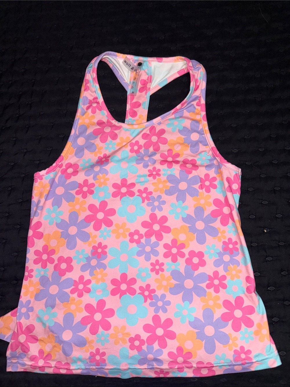 Girls Pink Multi Floral Racerback Tank Top